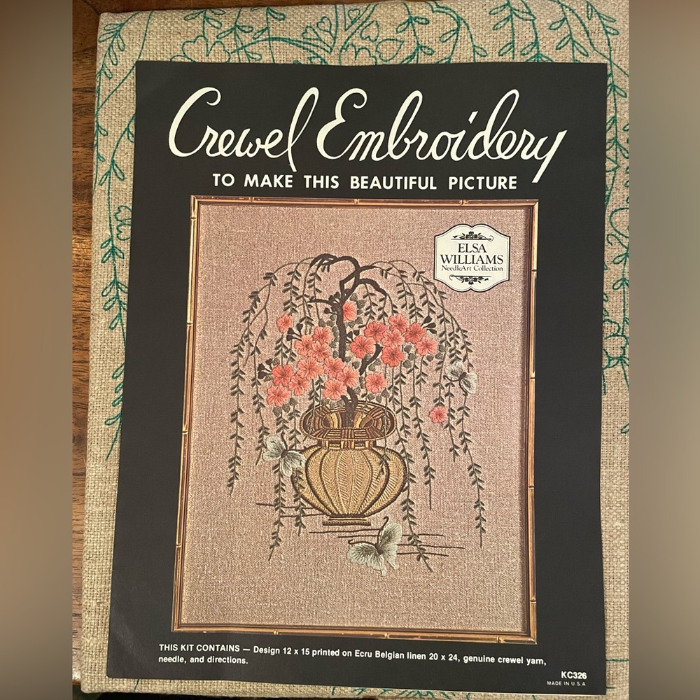 Elsa Williams Crewel CHINESE CHERRY TREE Vintage Embroidery Kit Bonzai Tree New